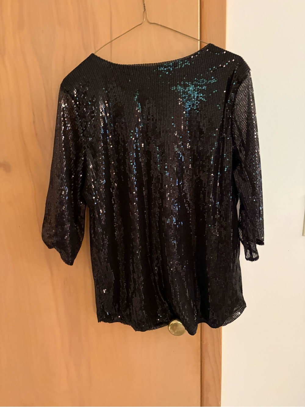 Black Sequin Women's Top - Elegant Evening Shirt